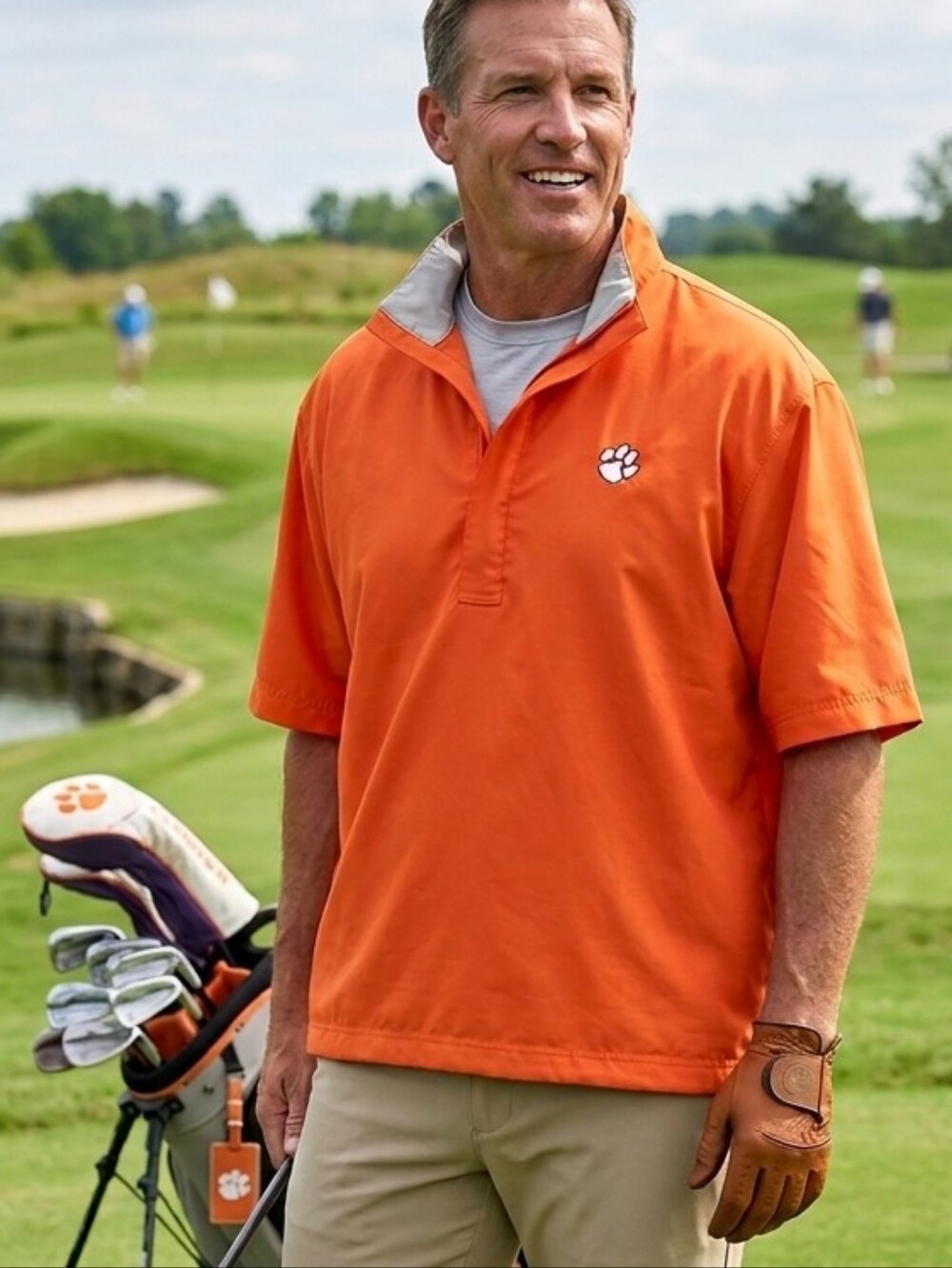 Callaway Golf Clemson Tigers Orange Pullover Windshirt Paw Logo Sz Large